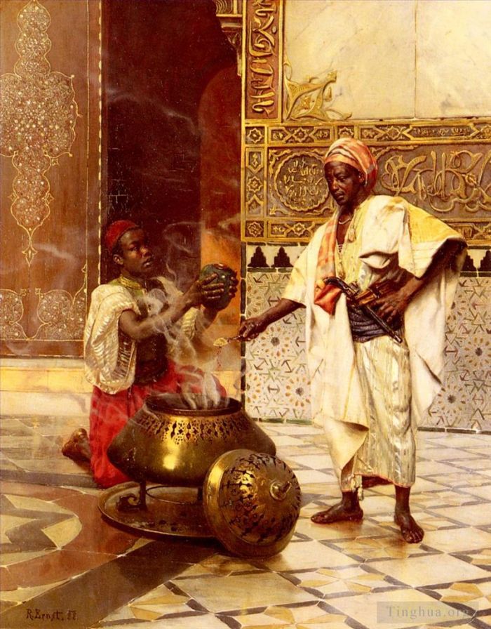 Rudolf Ernst Peinture à l'huile - Dans l'Alhambra
