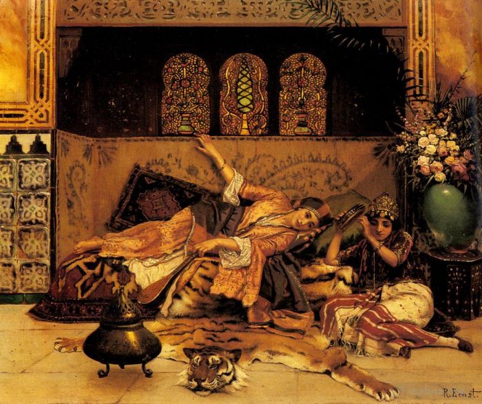 Rudolf Ernst Peinture à l'huile - Les Captifs