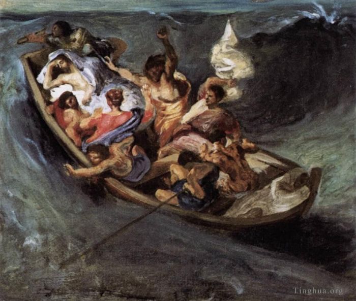 Ferdinand Victor Eugène Delacroix Peinture à l'huile - Croquis du Christ sur le lac de Gennezaret