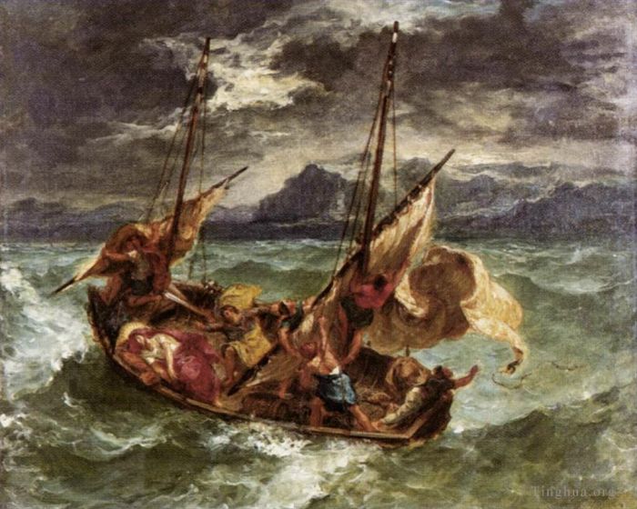 Ferdinand Victor Eugène Delacroix Peinture à l'huile - Christ sur le lac de Gennezaret