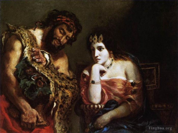 Ferdinand Victor Eugène Delacroix Peinture à l'huile - Cléopâtre et le paysan