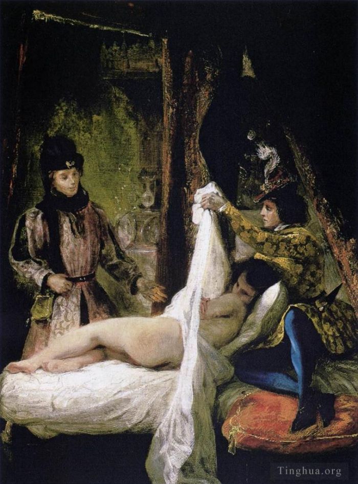 Ferdinand Victor Eugène Delacroix Peinture à l'huile - Louis d'Orléans montrant sa maîtresse