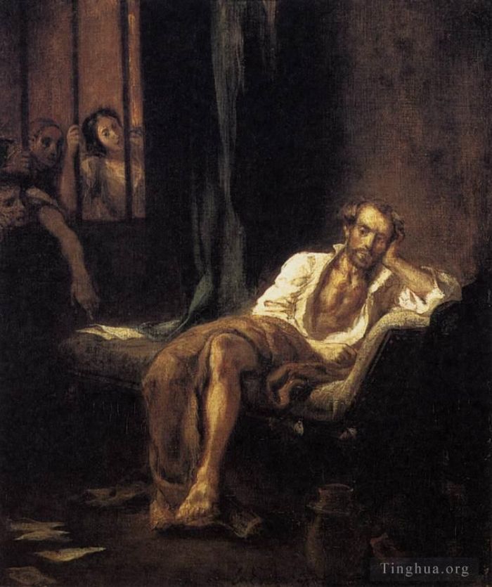 Ferdinand Victor Eugène Delacroix Peinture à l'huile - Tasse à la maison de fous