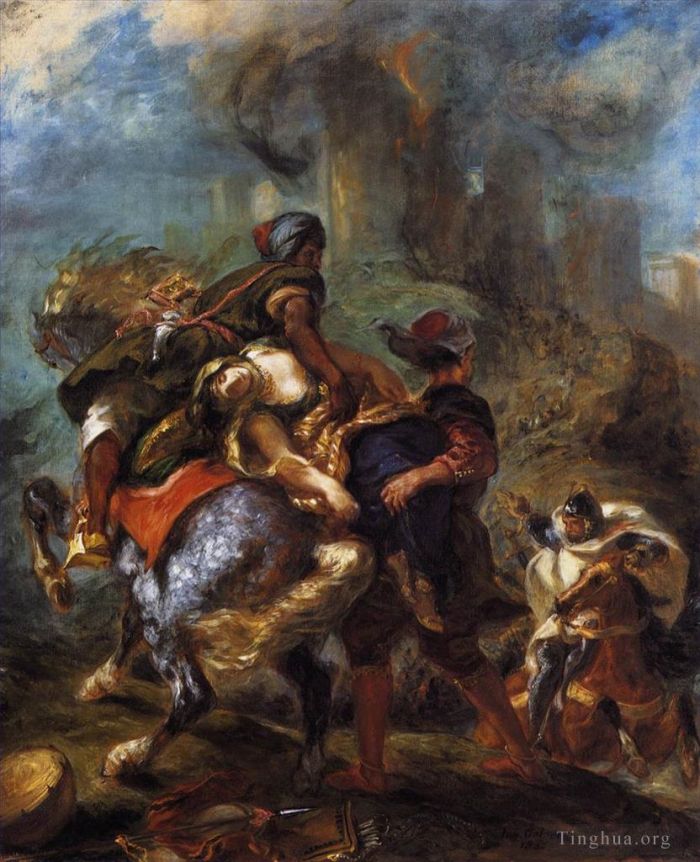 Ferdinand Victor Eugène Delacroix Peinture à l'huile - L'enlèvement de Rebecca