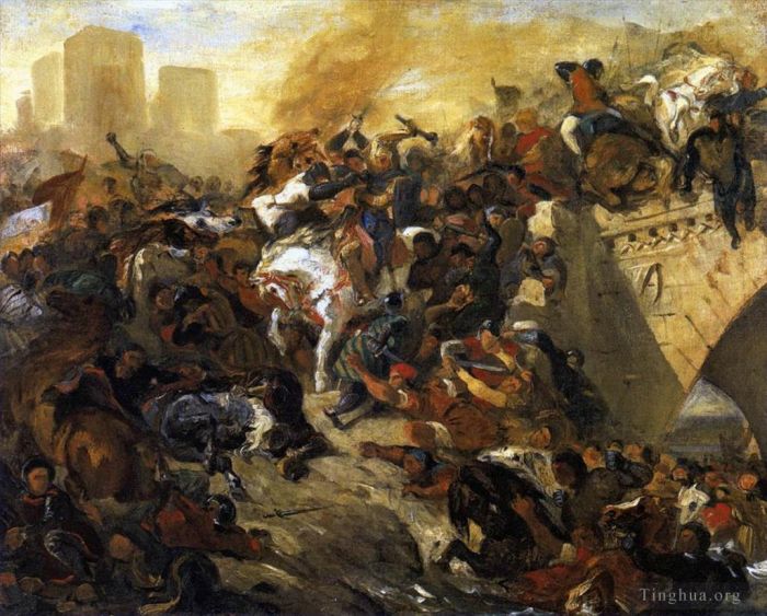 Ferdinand Victor Eugène Delacroix Peinture à l'huile - Le projet de la bataille de Taillebourg