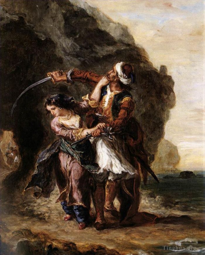 Ferdinand Victor Eugène Delacroix Peinture à l'huile - La fiancée d'Abydos