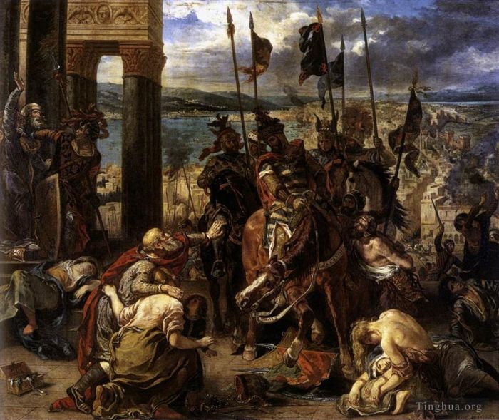 Ferdinand Victor Eugène Delacroix Peinture à l'huile - L'entrée des croisés à Constantinople