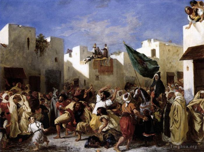 Ferdinand Victor Eugène Delacroix Peinture à l'huile - Les fanatiques de Tanger
