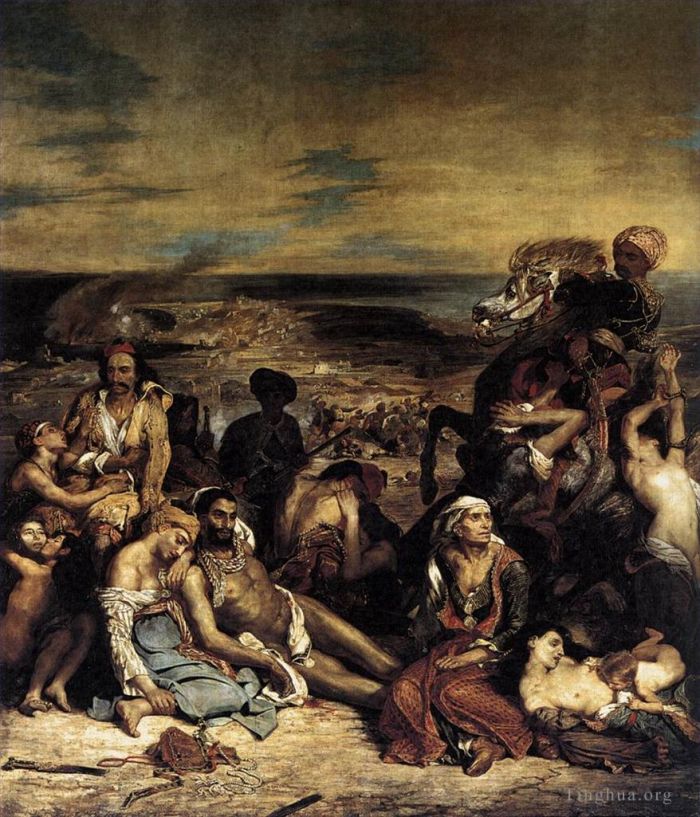 Ferdinand Victor Eugène Delacroix Peinture à l'huile - Scène des massacres de Scio