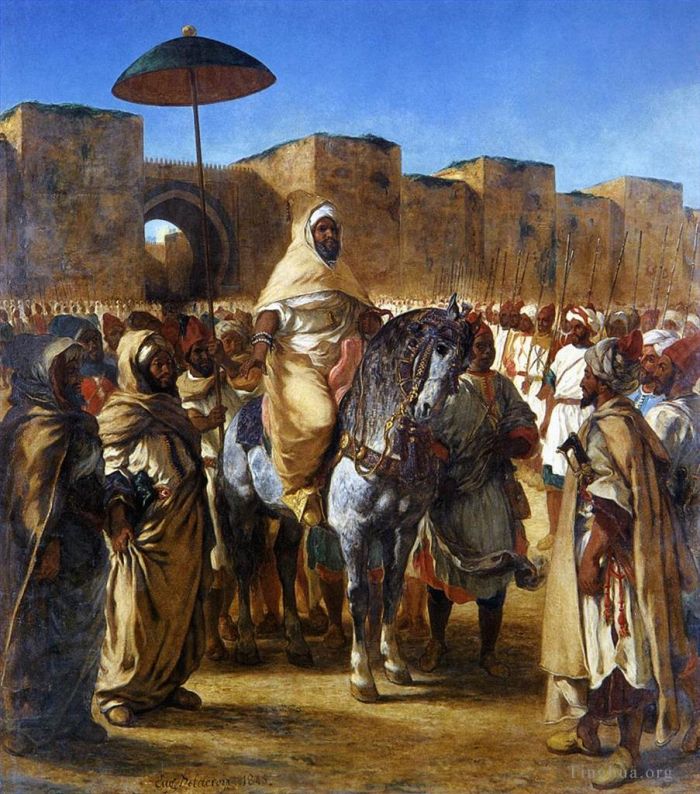 Ferdinand Victor Eugène Delacroix Peinture à l'huile - Le Sultan du Maroc et son entourage