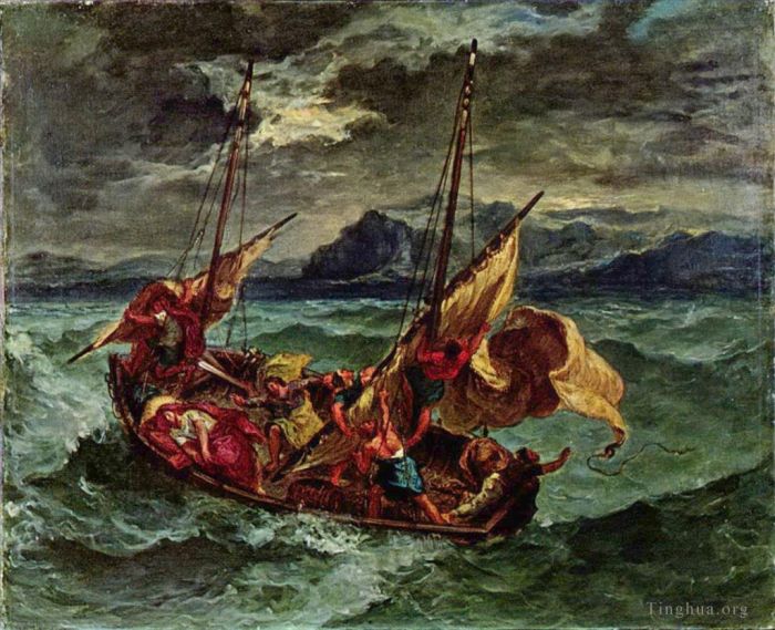 Ferdinand Victor Eugène Delacroix Peinture à l'huile - Le Christ sur la mer de Galilée 1854