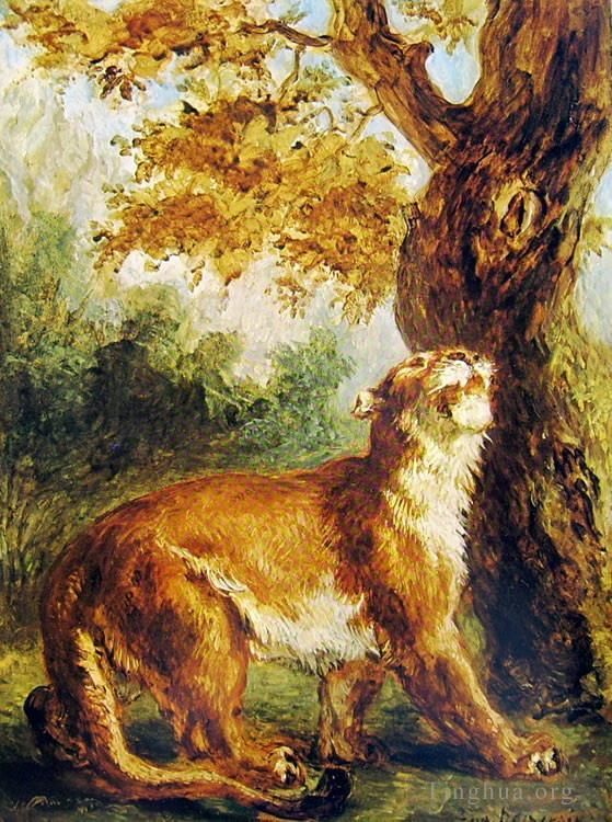 Ferdinand Victor Eugène Delacroix Peinture à l'huile - Puma 1859