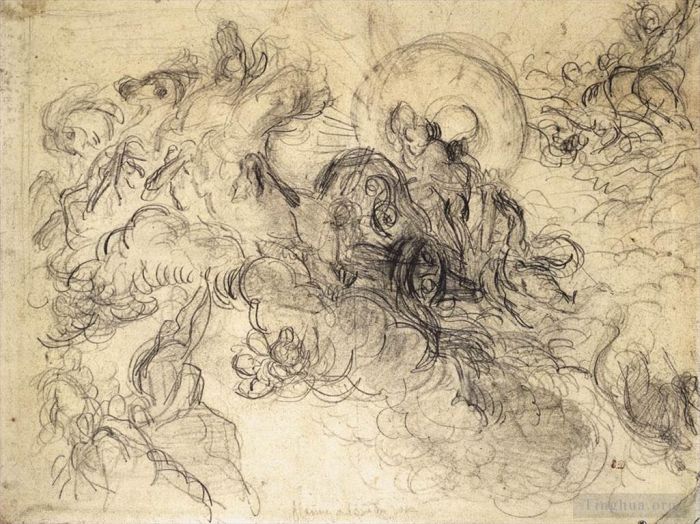 Ferdinand Victor Eugène Delacroix Types de peintures - Croquis d'Apollon tuant Python