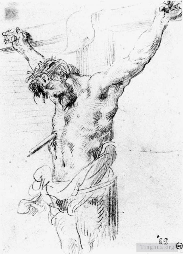 Ferdinand Victor Eugène Delacroix Types de peintures - Christ sur la Croix croquis 2