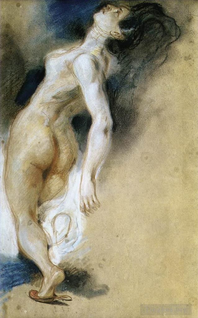 Ferdinand Victor Eugène Delacroix Types de peintures - Femme nue tuée par derrière