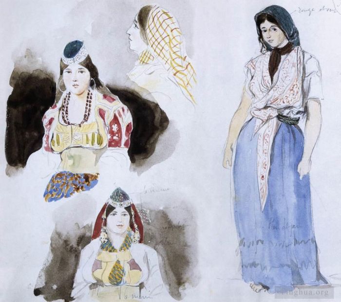Ferdinand Victor Eugène Delacroix Types de peintures - Femmes marocaines