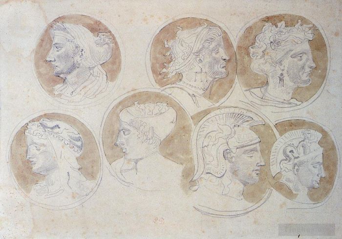 Ferdinand Victor Eugène Delacroix Types de peintures - Etudes de médaillons antiques