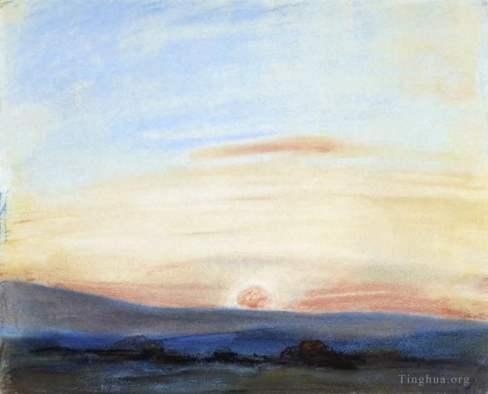Ferdinand Victor Eugène Delacroix Types de peintures - Étude du soleil couchant