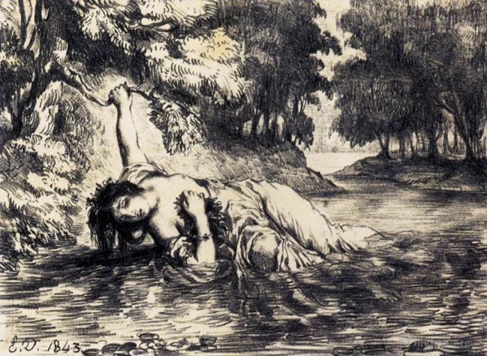 Ferdinand Victor Eugène Delacroix Types de peintures - La mort d'Ophélie