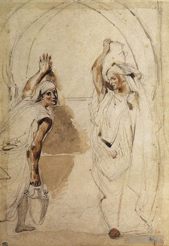 Ferdinand Victor Eugène Delacroix Types de peintures - Deux femmes au puits
