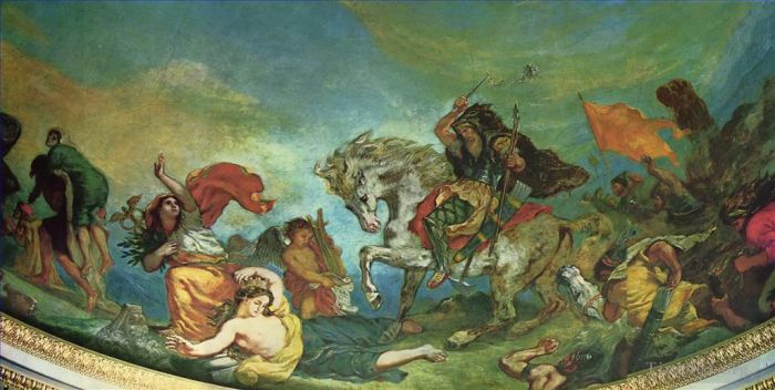 Ferdinand Victor Eugène Delacroix Types de peintures - Attila et ses hordes envahissent l'Italie et les arts 1847