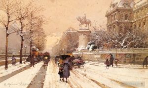 Eugène Galien-Laloue œuvres - Paris en hiver parisien