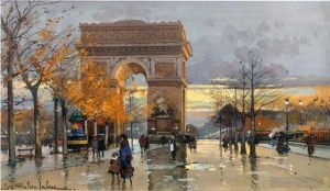 Eugène Galien-Laloue œuvres - Place de l'Étoile à prés de la pluie