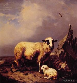 Eugène Verboeckhoven œuvres - Garder l'agneau