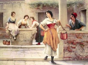 Eugene de Blaas œuvres - Flirt à la dame du puits