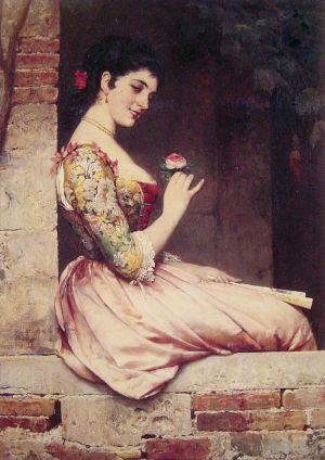 Eugene de Blaas œuvres - La dame aux roses