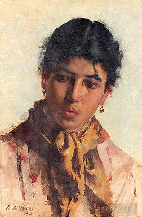 Eugene de Blaas Peinture à l'huile - Von Portrait d'une femme dame