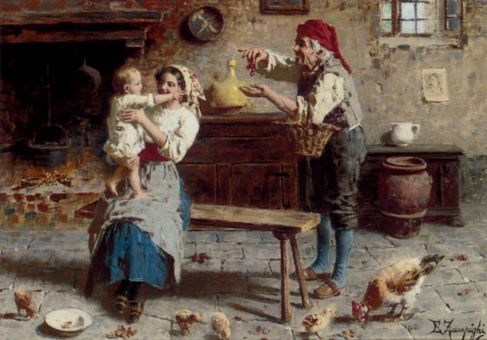 Eugenio Zampighi Peinture à l'huile - Cerises Eduardo pour bébé