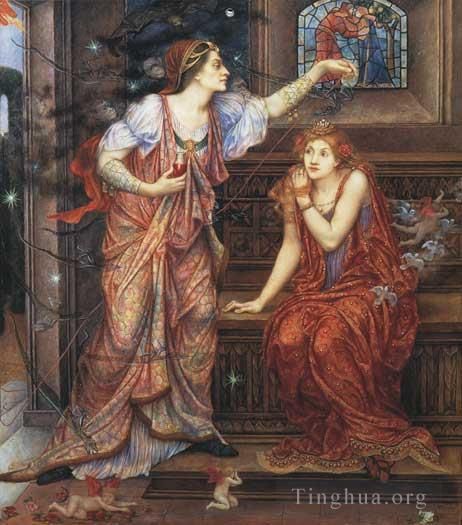 Evelyn De Morgan Peinture à l'huile - La reine Eleanor et la belle Rosamund