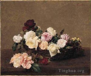 Henri Fantin-Latour œuvres - Un panier de roses