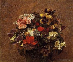 Henri Fantin-Latour œuvres - Bouquet de fleurs pensées