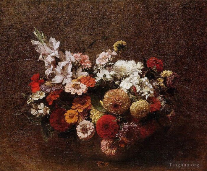Henri Fantin-Latour Peinture à l'huile - Bouquet de fleurs