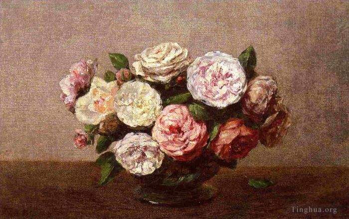 Henri Fantin-Latour Peinture à l'huile - Bol de roses
