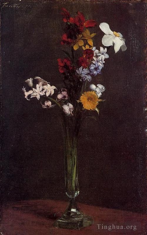 Henri Fantin-Latour Peinture à l'huile - Narcisses, Jacinthes et Capucines