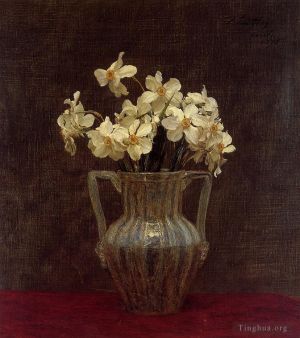 Henri Fantin-Latour œuvres - Narcisses dans un vase en verre opalin