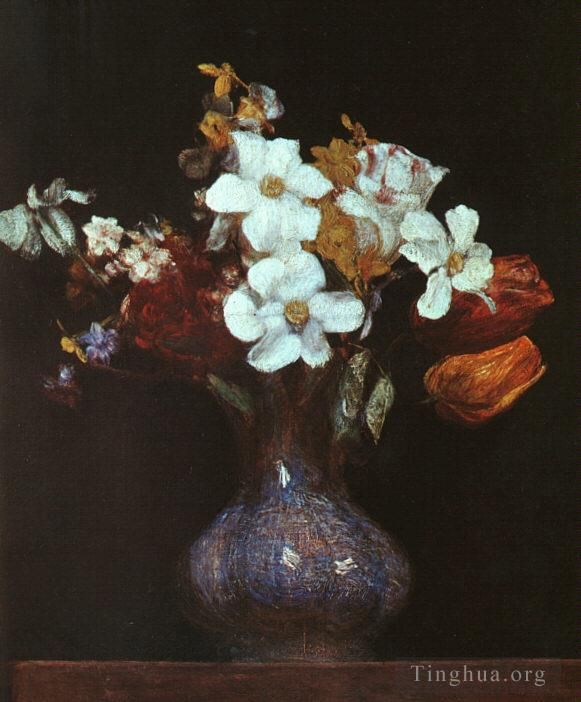 Henri Fantin-Latour Peinture à l'huile - Narcisse et tulipes 1862