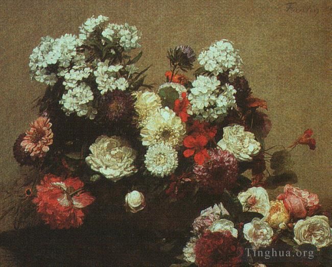 Henri Fantin-Latour Peinture à l'huile - Nature morte aux fleurs 1881