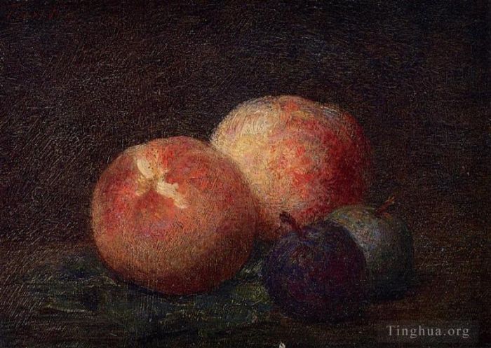 Henri Fantin-Latour Peinture à l'huile - Deux pêches et deux prunes