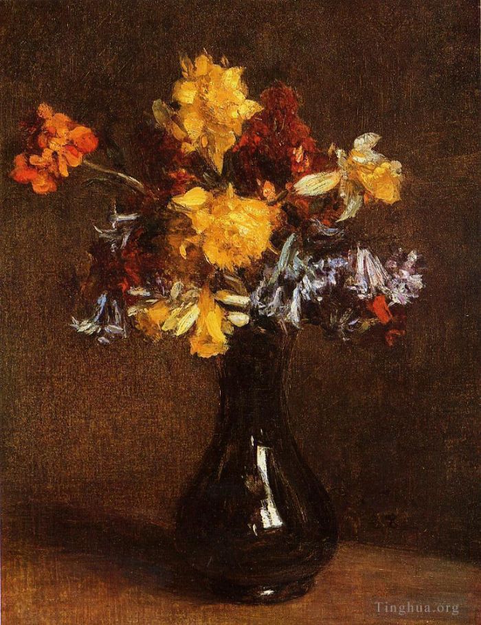 Henri Fantin-Latour Peinture à l'huile - Vase de fleurs