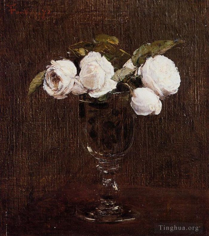 Henri Fantin-Latour Peinture à l'huile - Vase de Roses