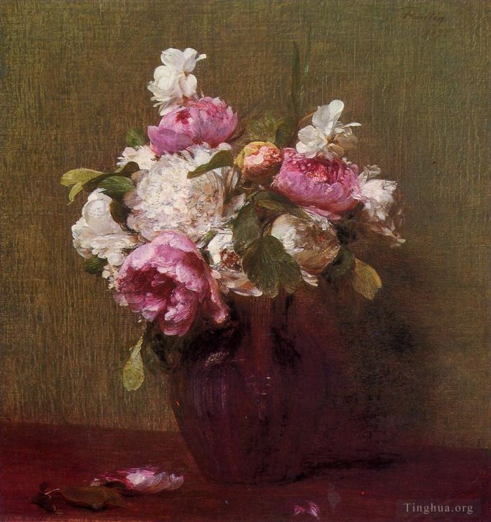 Henri Fantin-Latour Peinture à l'huile - Pivoines blanches et roses Narcisse