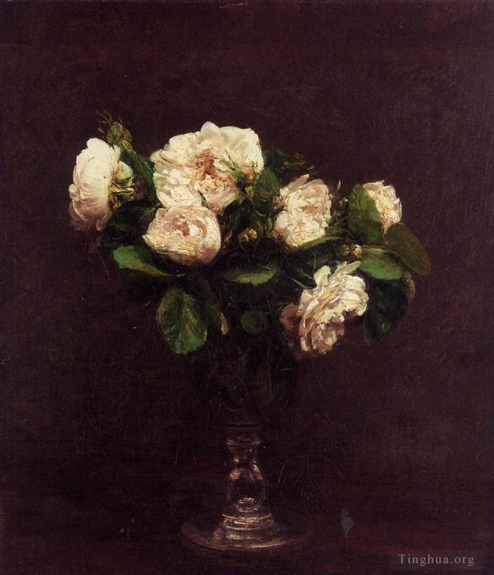 Henri Fantin-Latour Peinture à l'huile - Roses blanches