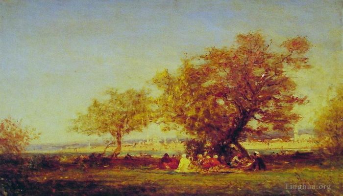 Félix Ziem Peinture à l'huile - Sur les rives du Bosphore