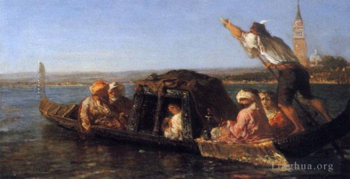 Félix Ziem Peinture à l'huile - Sur la lagune vénitienne