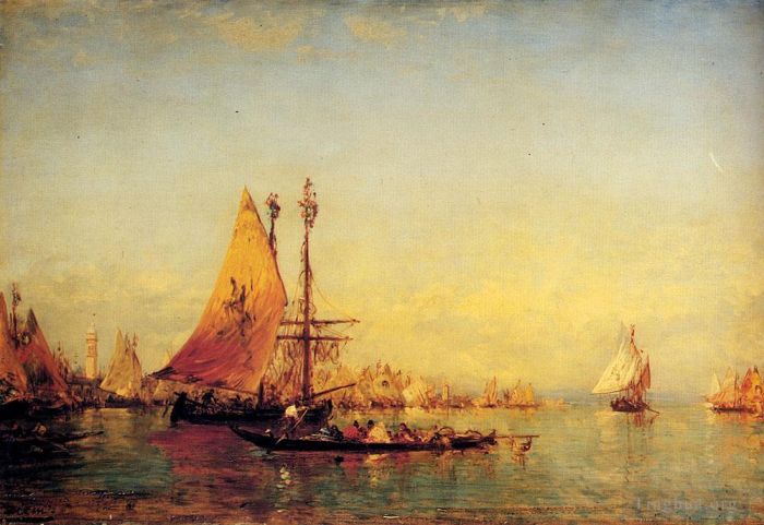 Félix Ziem Peinture à l'huile - Le Grand Canal Venise 1