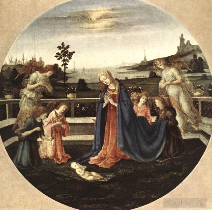 Filippino Lippi Peinture à l'huile - Adoration de l'Enfant 1480